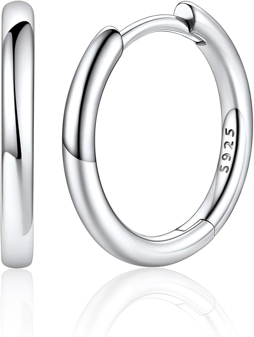 Silvora 14K Gold Plated Huggie Hoop Earrings for Women, Small Sterling Silver Hoops, Hypoallergenic Cartilage Earrings for Sensitive Ears 8/10/12/14/16/18/20MM