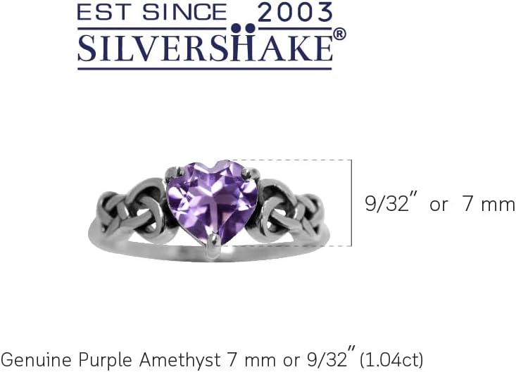 Silvershake 7MM Heart Shape 925 Sterling Silver Celtic Heart Knot Filigree Solitaire Promise Ring Jewelry for Women