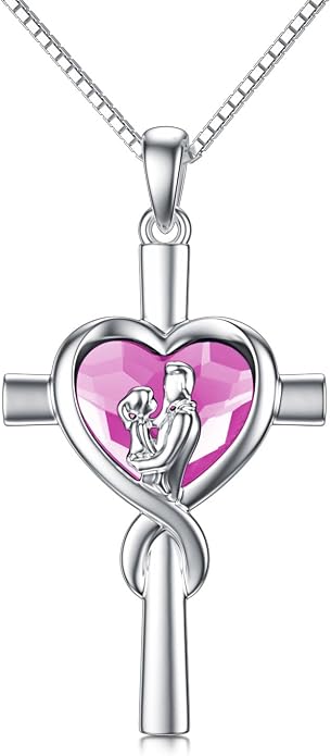 PROESS S925 Sterling Silver Daughter Heart Pendant Necklace from Dad Mom I Love You Forever Jewelry