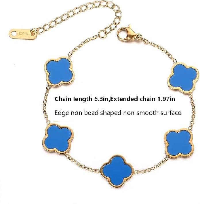18K gold-plated mother of pearl enamel, adjustable clover lucky bracelet for women/New Year gift/Valentine's Day gift