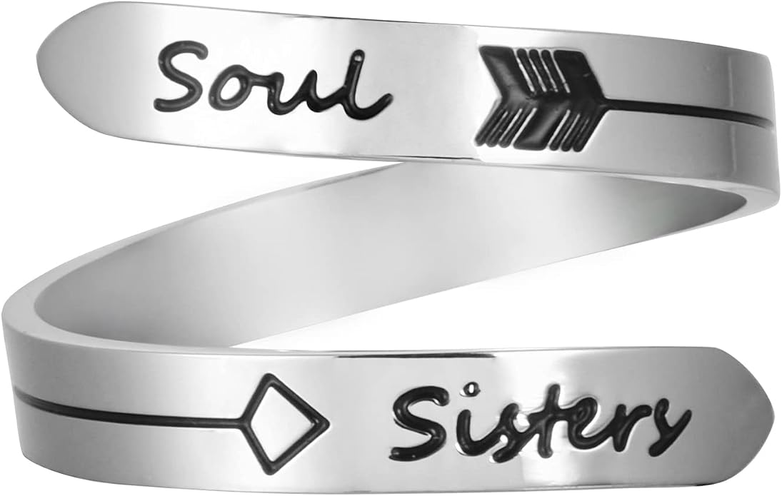 Vrycot Adjustable silvery Inspirational Stainless Steel Adjustable Bands Cool Stacking Opening Gift for Women Statement