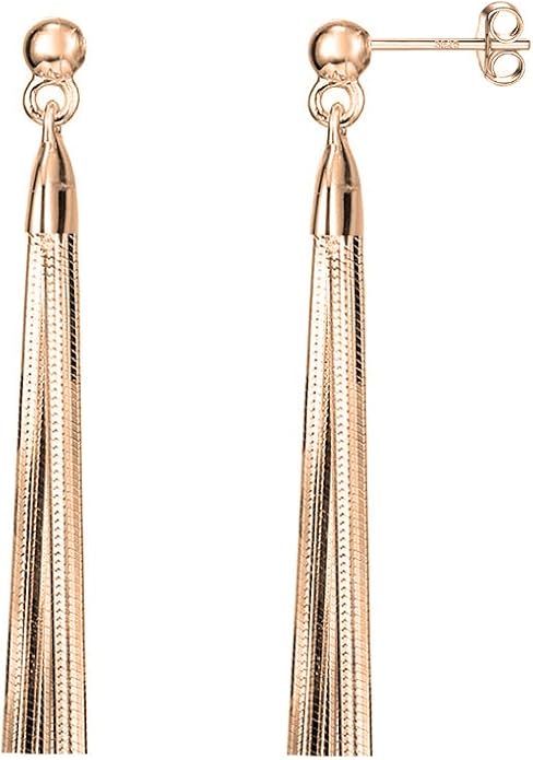 Savlano 925 Sterling Silver 18k Gold Plated Dangle Drop Tassel Stud Earrings For Women and Teens Comes In White Gold, Yellow Gold & Rose Gold Colors Comes With Savlano Gift Box