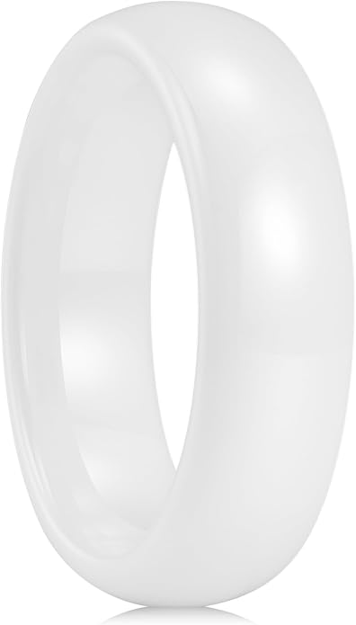 King Will Ceramic Wedding Band for Men Women-6-8mm Width Black & White with Multi Style Design Promise Rings Comfort Fit Size 7-14