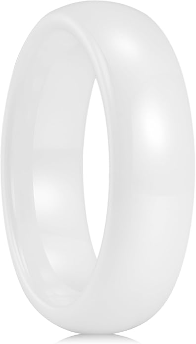 King Will Ceramic Wedding Band for Men Women-6-8mm Width Black & White with Multi Style Design Promise Rings Comfort Fit Size 7-14