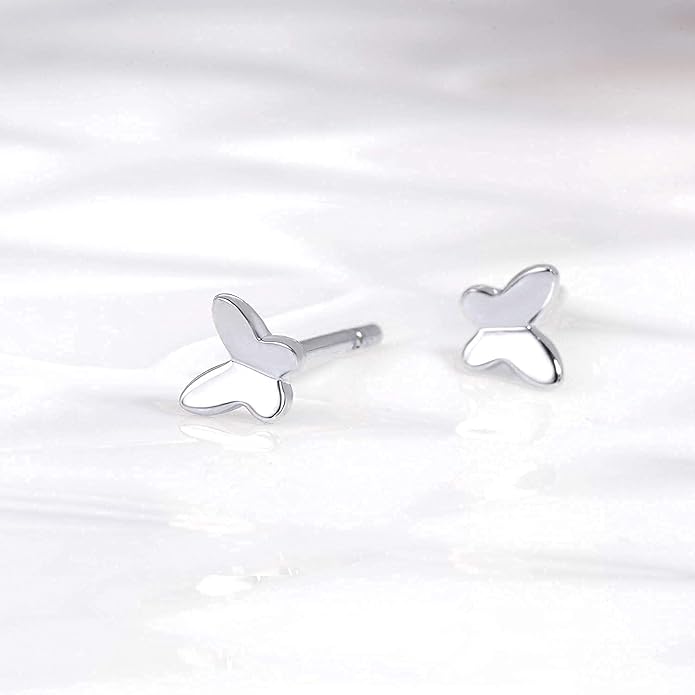 Butterfly Earrings Sterling Silver Tiny Butterfly Stud Earrings for Women Gold Minimalist Earrings Dainty Hypoallergenic Earrings for Sensitive Ears Mothers Day Gifts for Wife