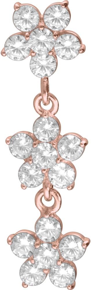 PIERCINGLINE surgical steel dangle belly button piercing with 3 crystal flowers - belly button ring surgical steel, gold, silver, rosegold piercing - new version with improved durability