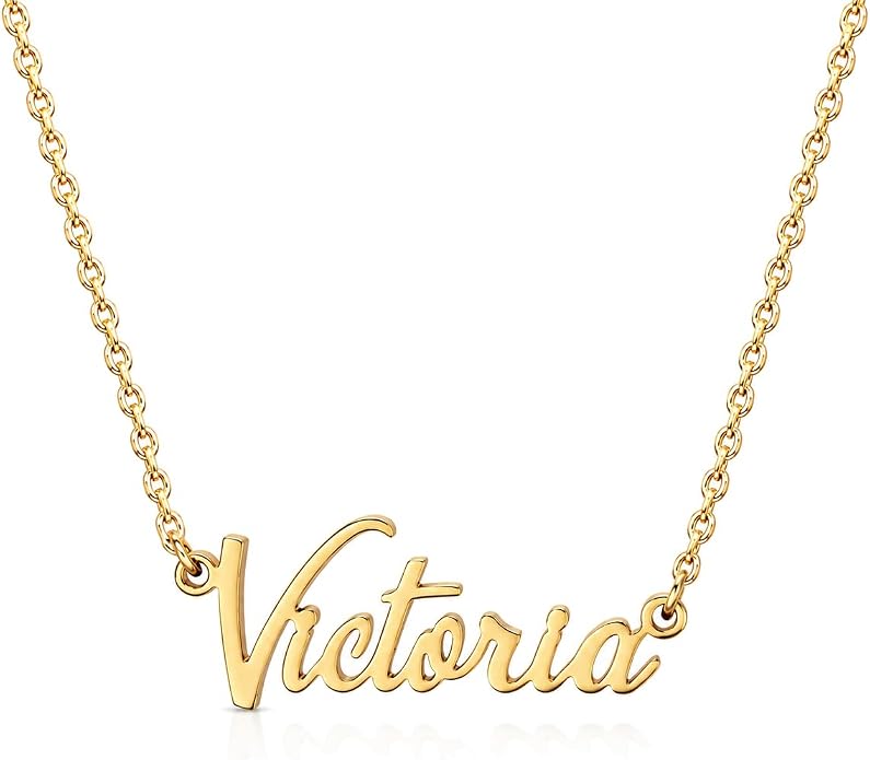 MOMOL 18K Gold Plated Stainless Steel Name Necklace Personalized Custom Name Necklace Customized Nameplate Necklace for women