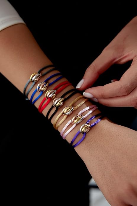 Joy-D 3 Rings Bracelet - String Bracelet with 3 Colors Rings, Adjustable Cord, High Quality Women&Men Bracelet, Gold Jewelry, Perfect Gift for Her&Him