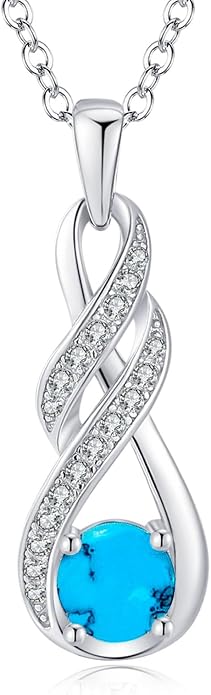 Birthstone Necklaces for Women 925 Sterling Silver Infinity Pendant Created Gemstone Jewelry for Her, 16"+2"