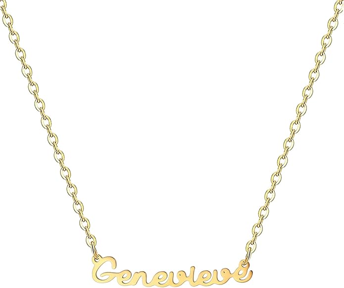 MOMOL 18K Gold Plated Stainless Steel Name Necklace Personalized Custom Name Necklace Customized Nameplate Necklace for women