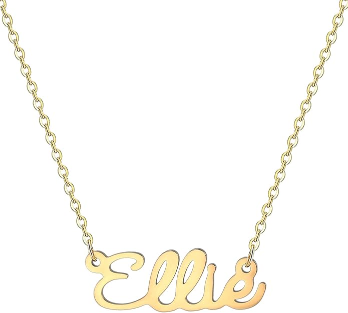 MOMOL 18K Gold Plated Stainless Steel Name Necklace Personalized Custom Name Necklace Customized Nameplate Necklace for women