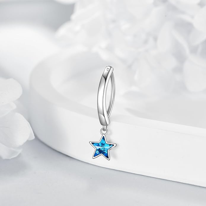 Dangle Clicker Belly Button Ring for Women Surgical Sterling Silver Belly Ring Simple Reverse Navel Rings Body Jewelry