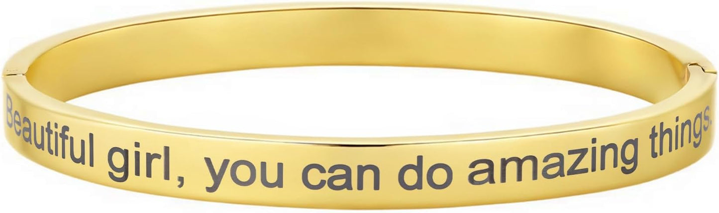 Inspirational Christian Bracelet for Women, Oval Engraved Bible Verse Love Bangle Cuff, Faith Scripture Jewelry, Religious Encouragement Gift for Mom Daughter Sister Friend