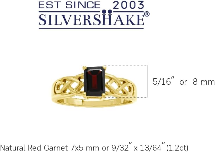 Silvershake 7X5mm Octagon Shape Birthstone Gemstone White Gold Plated or Yellow Gold Plated 925 Sterling Silver Scroll/Filigree Celtic Knot Solitaire Ring Jewelry for Women