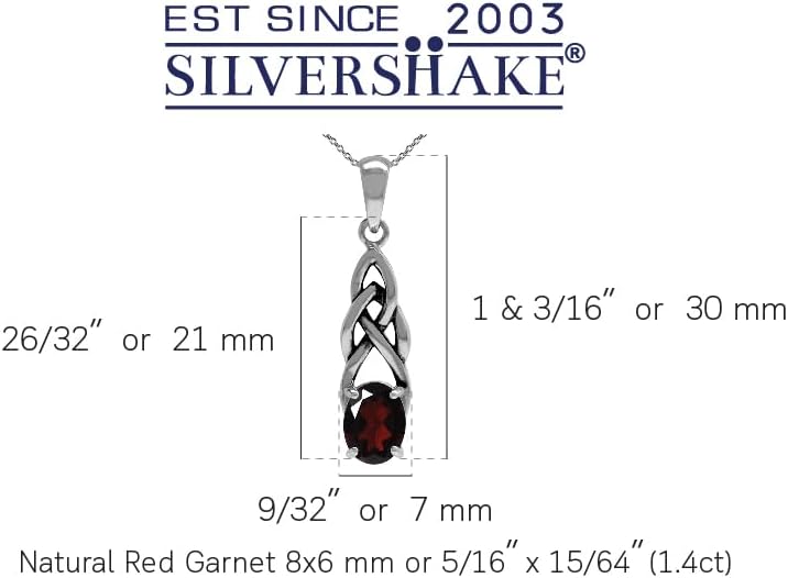 Silvershake 8X6mm Oval Shape Birthstone Gemstone Antique Finishing or Yellow Gold Plated 925 Sterling Silver Celtic Knot Weave Solitaire Pendant or Pendant with 18 Inch Chain Necklace Jewelry for Women