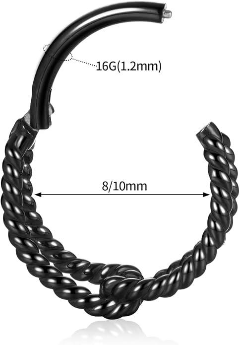 316L Surgical Steel Septum Clicker Ring Nose Ring Hoop Sleeper Hoop Earring Helix Rook Conch Cartilage Daith Tragus Earrings Lobe Nose Piercing Jewelry for Women