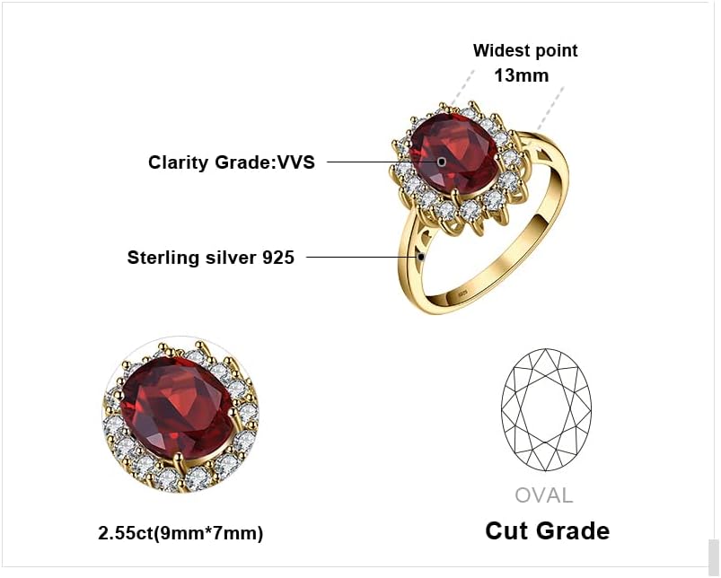 JewelryPalace Princess Diana Kate Middleton Class Gemstone Birthstone Sapphire Halo Engagement Rings for Women, Anniversary 14K White Yellow Rose Gold Plated 925 Sterling Silver Promise Rings for Her