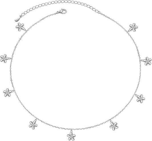 Sterling Silver Jewelry Choker Necklace Pendant Disc Chain Statement Necklace For Women 13+3 inches