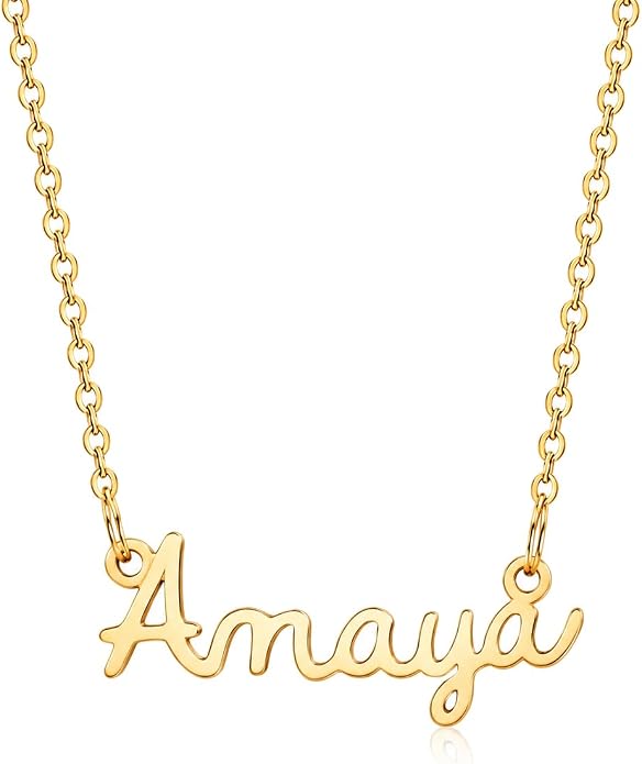 MOMOL 18K Gold Plated Stainless Steel Name Necklace Personalized Custom Name Necklace Customized Nameplate Necklace for women