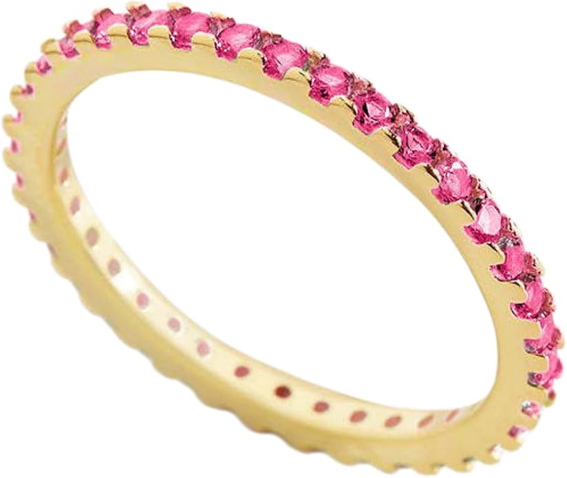 14K Gold Plated Birthstone Rings For Women, Dainty Cubic Zirconia Stackable Rings Unique For Her Birthday Mothers Daughter Bridesmaid Wedding Jewelry Gifts