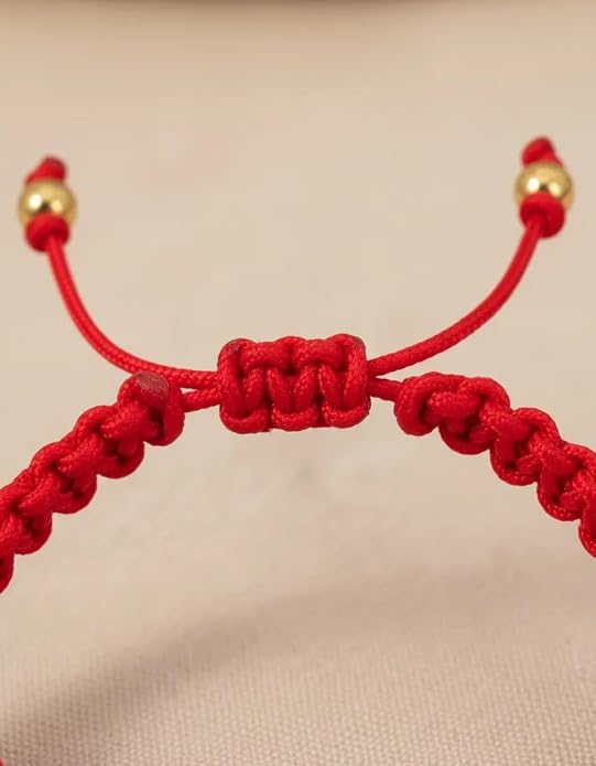 Men’s St. Benedict Red String Bracelet, Adjustable | Protection Against the Evil Eye & Negative Energy | Steel Gold Plated