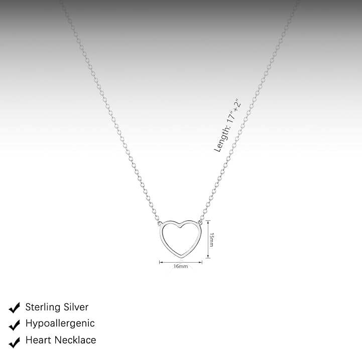 HERIER Cute Heart Necklace Dainty 18k Gold Plated Tiny Heart Pendant Choker Necklaces Small Gold Love Open Heart Chain Necklace for Women Simple Gold Necklace for Women Trendy Jewelry