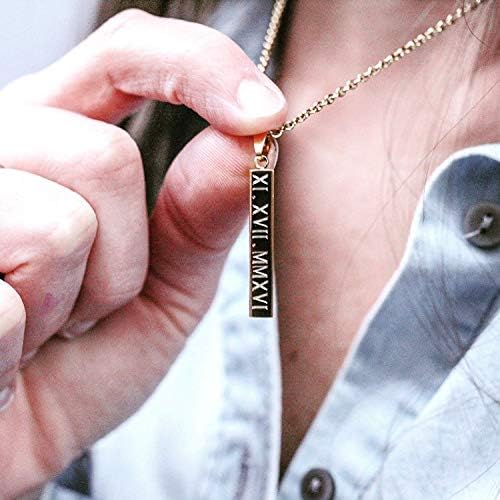 Personalized 3D Vertical Bar Necklace, Custom Necklace Engraved with Any Name Pendant Jewelry Mothers Day Gift