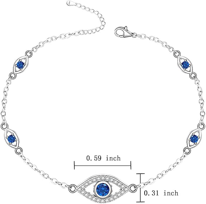 Evil Eye Anklet Sterling Silver Infinity Lotus Flower Evil Eye Anklets for Women Ankle Bracelets Turkish Blue Eyes Protection Chain Jewelry