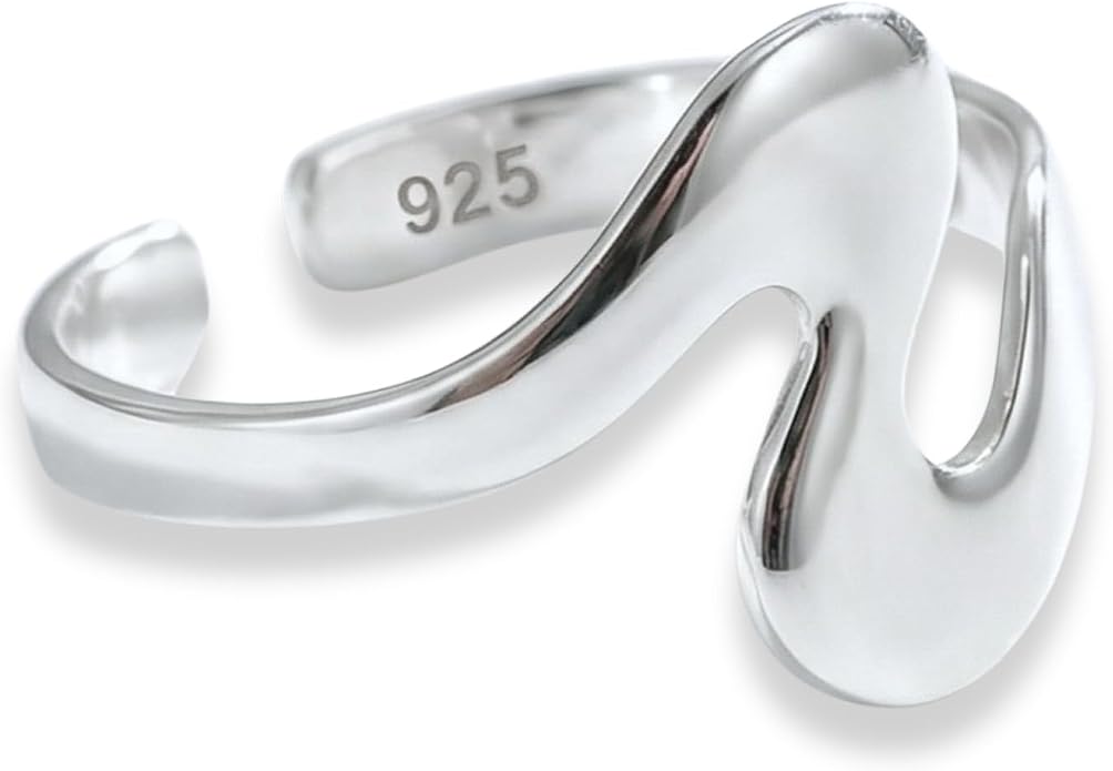 Sterling Silver Toe Ring, Handmade Adjustable Open Band, Minimalist Dainty Summer Beach Foot Jewelry for Women, Can Be Worn as Knuckle or Pinky Ring