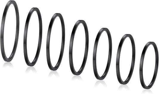 FOCALOOK 28 PCS Knuckle Ring Set 1MM Stainless Steel Women's Thin Plain Band Stacking Midi Finger Rings Set Comfort Fit Silver/Black/Gold/Rose Tone Size 4-10