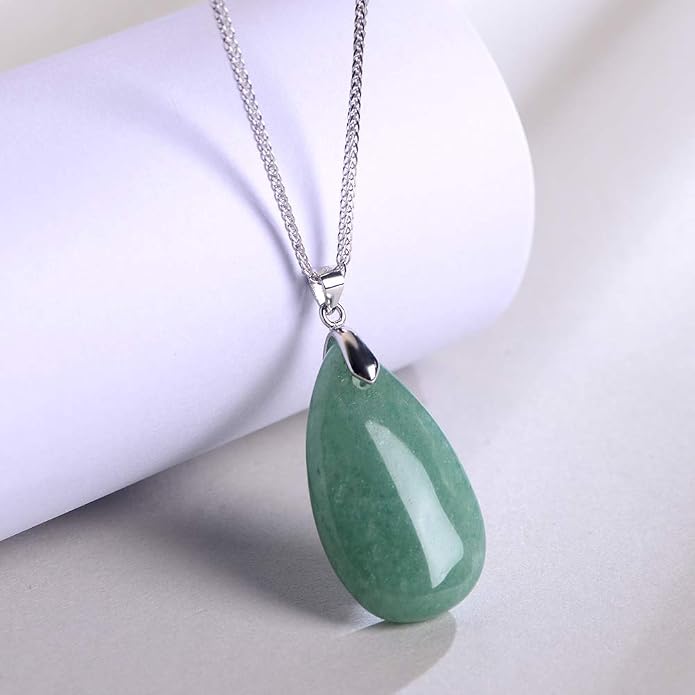 iSTONE 925 Sterling Silver Natural Crytral for Womens Pendant Necklace, Gemstone Birthstone with 17.8" Silver Chain Ladies