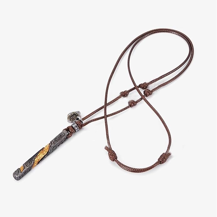 Mens Personalized Bar Pendant Wax Rope Necklace | Handmade Engravable Charm Braided Leather Cord Adjustable Necklace Jewelry Gift for Dad Husband Boyfriend