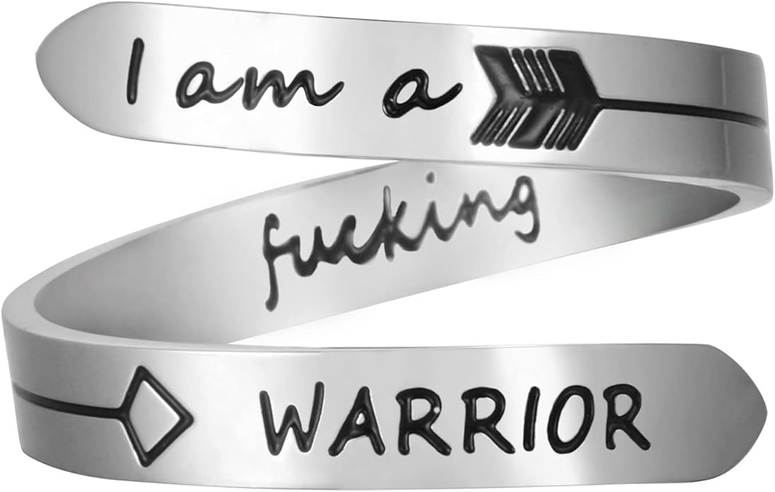 Vrycot Adjustable silvery Inspirational Stainless Steel Adjustable Bands Cool Stacking Opening Gift for Women Statement