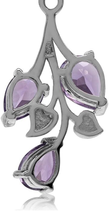 Silvershake Pear Shape Birthstone Gemstone Antique Finishing 925 Sterling Silver Leaf Vintage Inspired Pendant with 18 Inch Chain Necklace Jewelry for Women
