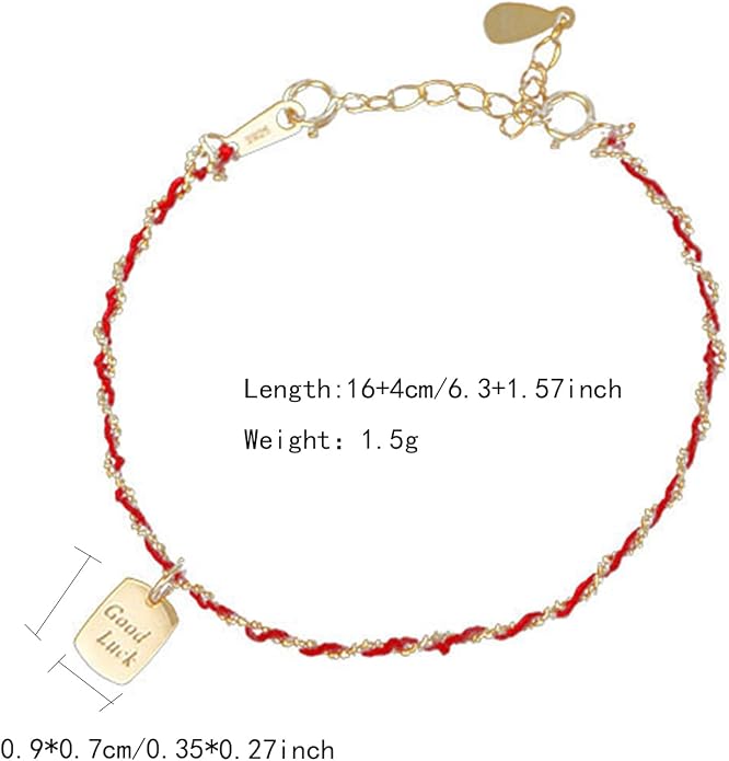 Lucky Red String Protection Bracelets for Women Men 925 Sterling Silver 14K Gold Plated Adjustable Gold Chain Red String Bracelet Red Braided Initial Strand Bracelet Handmade Jewelry for Couple Daughter Birthday Jewelry Gifts