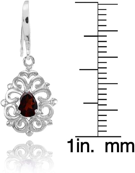 Sterling Silver Genuine, Simulated, or Created Gemstone 6x4mm Teardrop Filigree Dainty Dangle Earrings