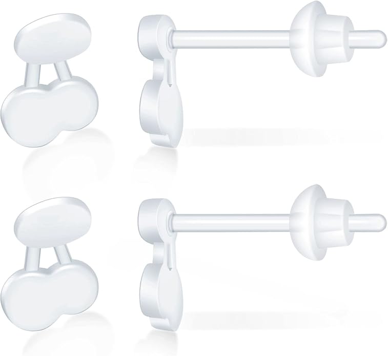 6 Pairs Invisible Plastic Post Earrings For Sensitive Ears - Clear, Sports & Work