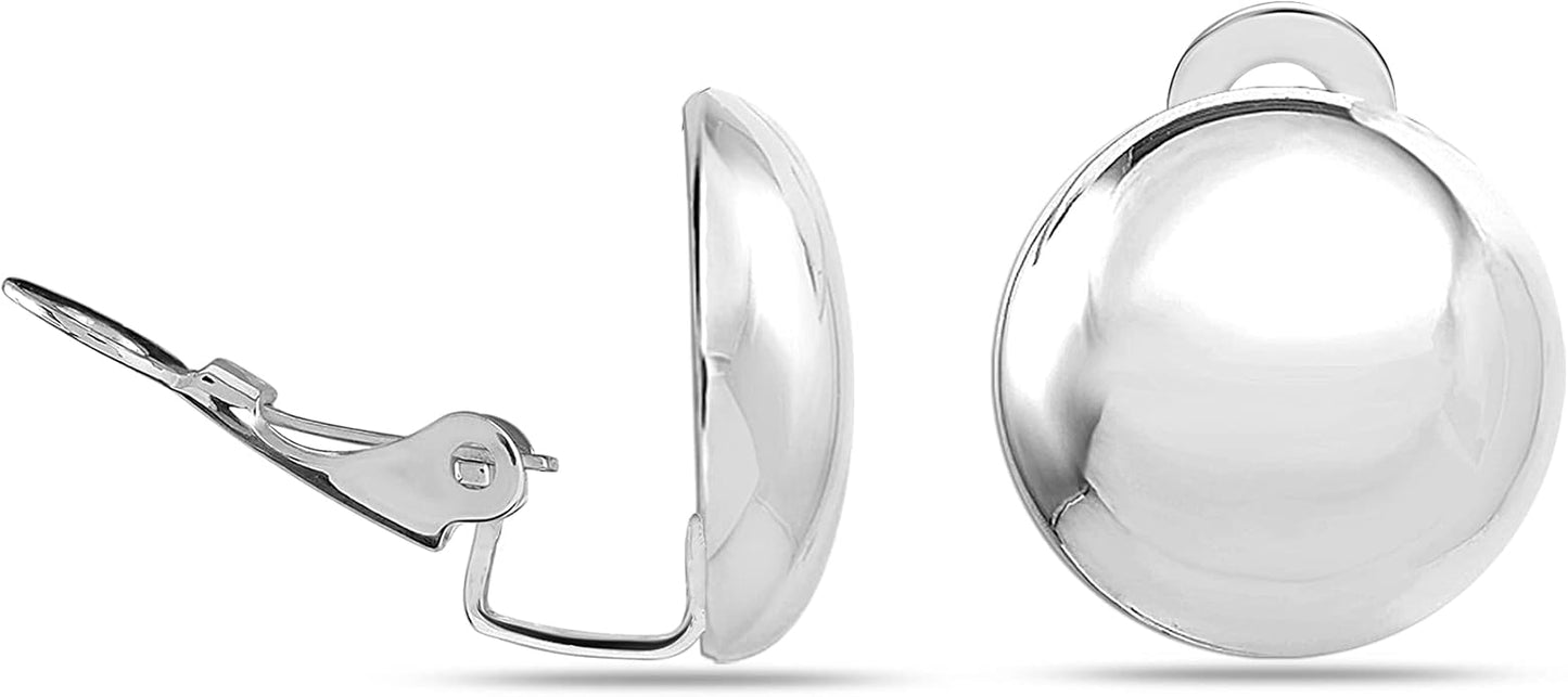 LeCalla 925 Sterling Silver Small Medium Clip On Earrings Non-Pierced Clip-On Stud Earring for Teen Women