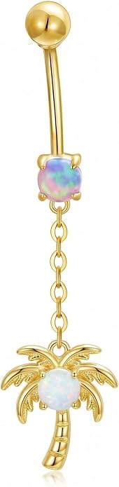 Opal CZ Dangle Belly Button Rings for Women 925 Sterling Silver 16G Heart Teardrop Sun Navel Rings Belly Piercing Jewelry Gift