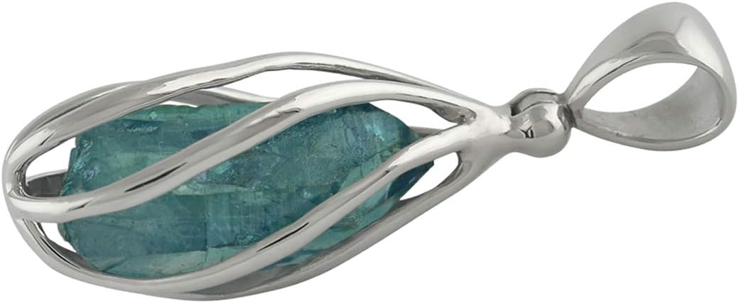 Starborn Gemstone teardrop Style Cage Pendant Sterling Silver