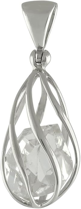 Starborn Gemstone teardrop Style Cage Pendant Sterling Silver