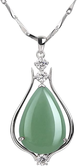 iSTONE 925 Sterling Silver Natural Crytral for Womens Pendant Necklace, Gemstone Birthstone with 17.8" Silver Chain Ladies