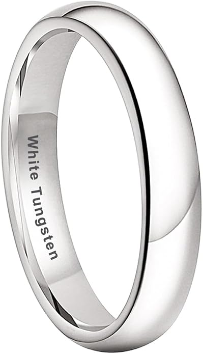 TUTISS 2mm 3mm 4mm 5mm 6mm 7mm 8mm 10mm White Tungsten Rings for Men Women Engagement Wedding Bands Domed Polished Shiny Comfort Fit
