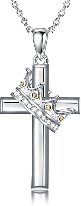 Cross Necklace for Women 925 Sterling Silver Crucifix Pendant Christian Cross Jewelry for Women Men