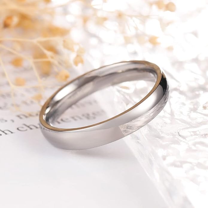 THREE KEYS JEWELRY 2mm 4mm 6mm 8mm Titanium Wedding Band for Men Women, Classic Domed & Step Edge High Polished Comfort Fit Anniversary Ring, Size 4-15