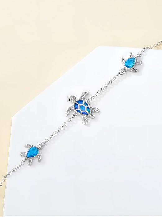 WINNICACA Sterling Silver Butterfly Bracelet Anklet Created Opal Butterfly Jewelry Gifts for Women Birthday Christmas Day Gifts