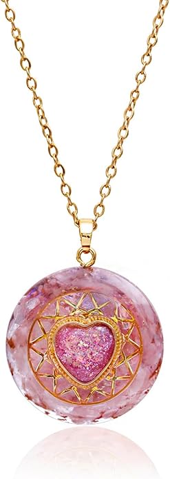 Day Day Up Orgone Pendant Heart Energy Necklace - Healing Crystal Necklaces For Women With Reiki Quartz Gemstones - Fashion Jewelry