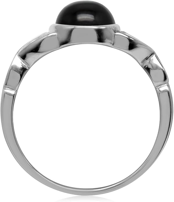 Silvershake 7MM Genuine Round Shape Gemstones White Gold Plated or Yellow Gold Plated 925 Sterling Silver Victorian Style Solitaire Ring Jewelry for Women