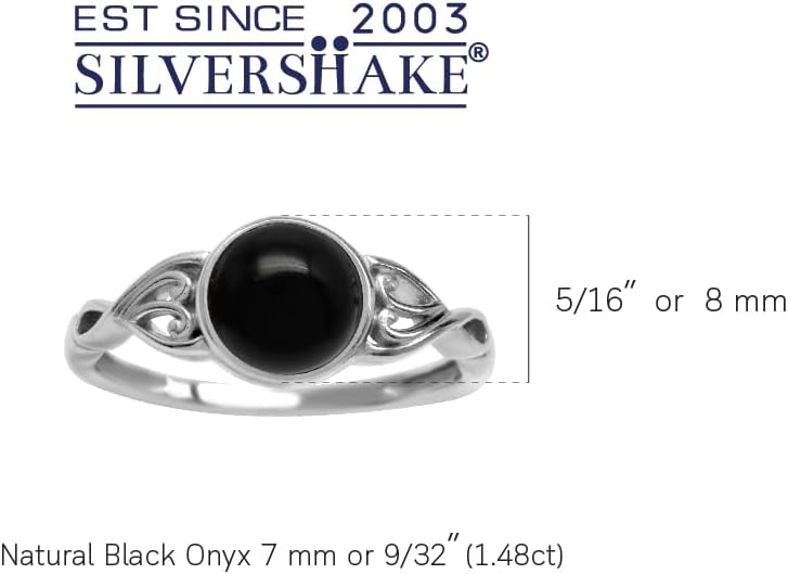 Silvershake 7MM Genuine Round Shape Gemstones White Gold Plated or Yellow Gold Plated 925 Sterling Silver Victorian Style Solitaire Ring Jewelry for Women