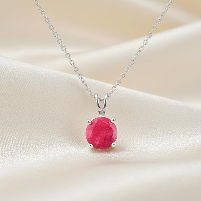 OdrillionGems Natural Gemstone Pendant Necklace, 925 Sterling Silver, Healing Crystal, Birthstone, Round Faceted, Handmade, Women Jewelry, Christmas Gift 16+2inch